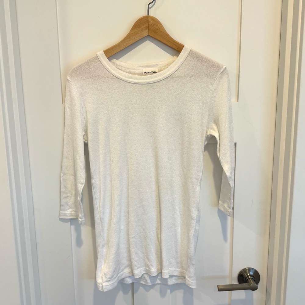 Michael Stars 3/4 Sleeve Fallon Shine White Tee Size M/L